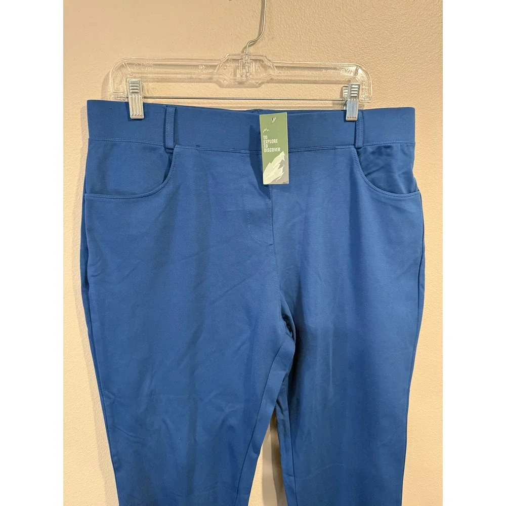 Willit Womens Blue Pull On Pants Elastic Waist Straight Leg Size‎ XXL